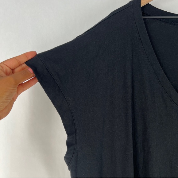 Zim & Zoe Black 100% Cotton V Neck Lounge Dress Pockets Keyhole‎ Lagenlook - Picture 5 of 15